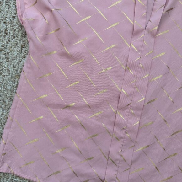 Shein Blouse womens Small Blush Pink Gold Print Short Sleeve Casual Loose Fit - Picture 4 of 12